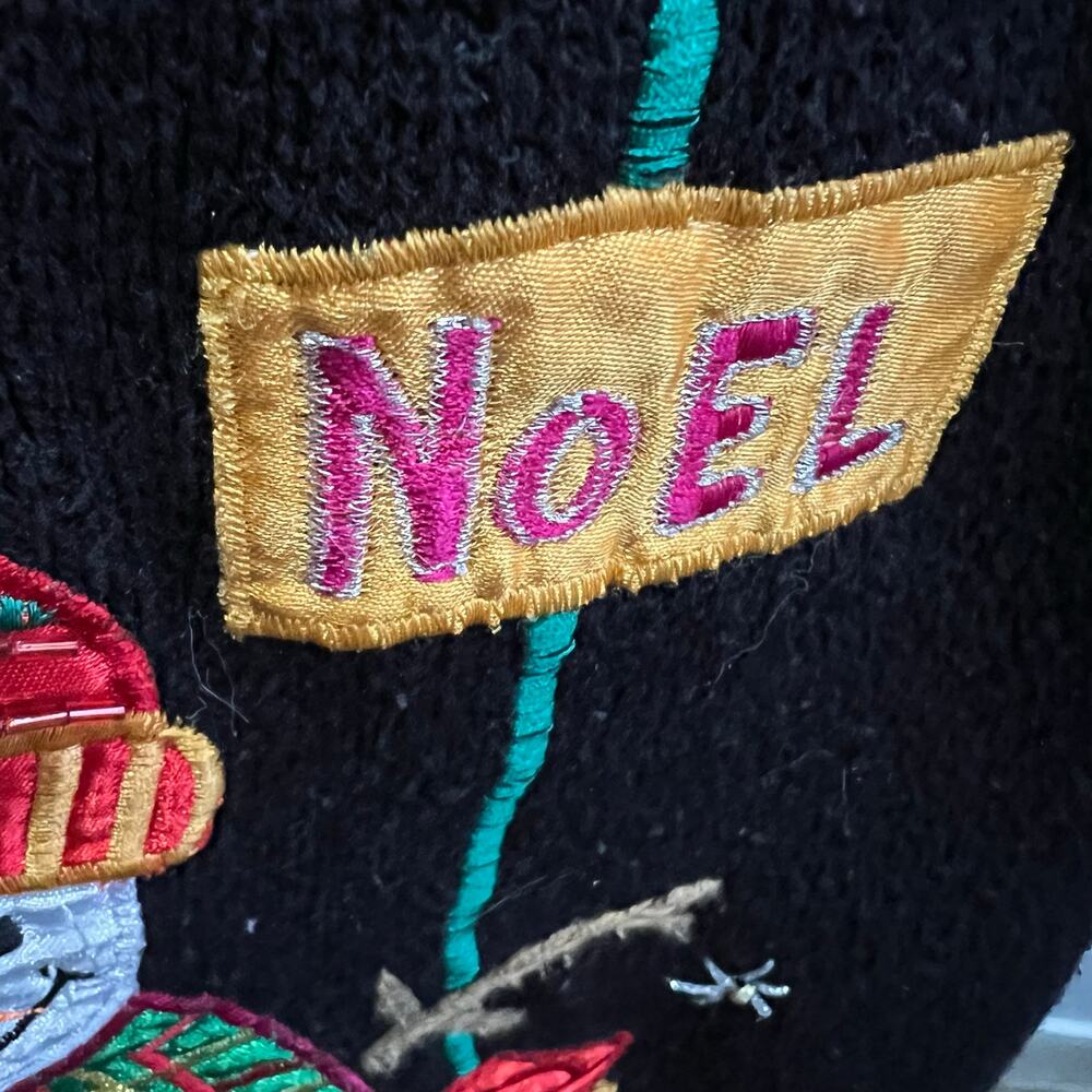 Vintage NutCracker Christmas Sweater Vest Women's Medium Black Ugly Snowman - Picture 7 of 9